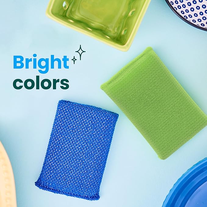 Scotch-Brite Blooms Dobie Scrubbing Pad, Non-Scratch Kitchen Sponge for Cleaning Dishes, Appliances, and Bathrooms, Raindrop Blue Dish Sponge that Dries Fast, 2 Pack