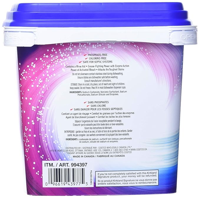 Kirkland Signature Easy to Use, Streak Free Premium Dishwasher Pacs, Automatic Dishwasher Detergent