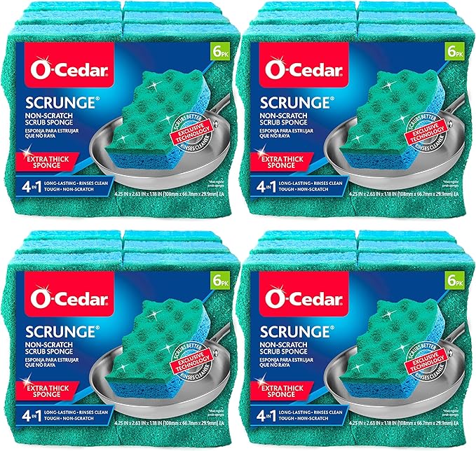 O-Cedar Multi-Use Scrunge Scrub Sponge 6 Count (Pack of 4)