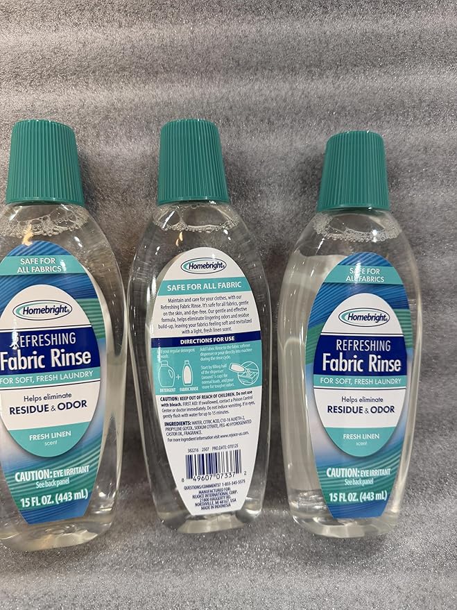 HomeBright Refreshing Fabric Rinse, Fresh Linen Scent, 15 fl oz (443 ml), 3 Pack