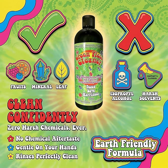 Green Piece® Glass Cleaner 2 Bottles (Made in USA) - All Natural Earth Friendly Multi-purpose Cleaner for Metal, Ceramic, Water Pipe 16 oz