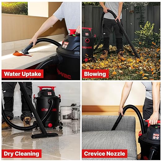 Shop-Vac 5430115 Wet/Dry Vacuum, 10 Gallon, Black, 4.5 Peak HP, 1-7/8 Inch Diameter x 7 ft Hose, 15 ft Cord, Ideal for Jobsite, Garage, Workshop & Home