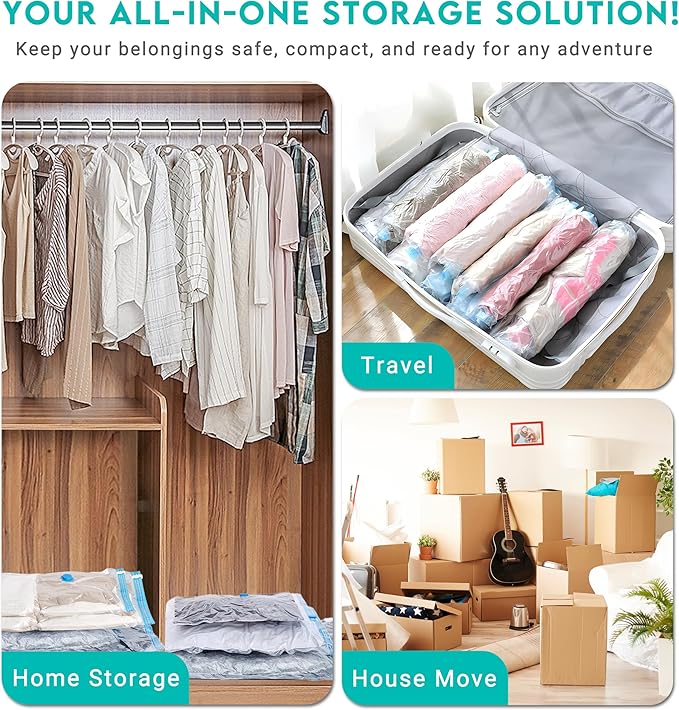 10 Pack Large Space Saver Vacuum Storage Bags Large Seal Bags for Bedding Comforters Blankets Bedding Pillows Luggage with Hand Pump