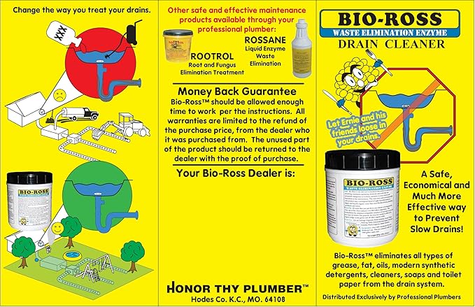 Bio-Ross Drain & Septic Drain Cleaner By Bio Ross Elimination Enzyme Drain Cleaner One 2 lbs Containers