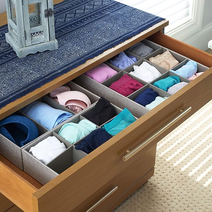 Household Essentials 3 Piece Drawer Organizers Starter Set, Customizable Inserts, Large Tray and 2 Small Trays, Silver