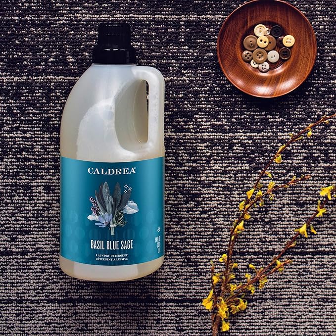Caldrea Liquid Laundry Detergent, Effective for all Fabrics and all Temperatures, Basil Blue Sage Scent, 64 oz