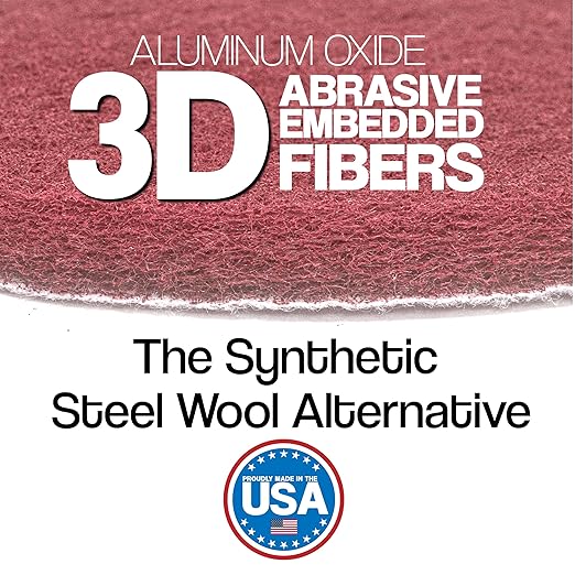 5" Abrasive Pad Hook & Loop Round Non-Woven Discs for Wood, Metal, Scuff Sanding Between Coats of Finish/Paint, Rust Removal, Deburring, Clean Metal, Medium Scuff Pads - 320 Grit - 10 Pack (Maroon)