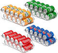 Simple Houseware Soda Can Organizer and Dispenser for Refrigerator / Pantry, Clear, Set of 4