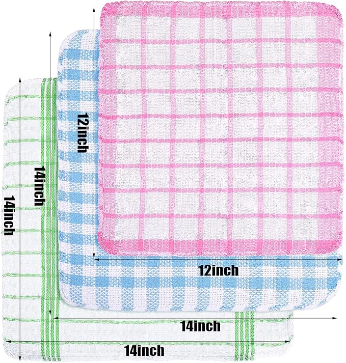 Patelai 12 Pcs Kitchen Dish Cloths for Washing Dishes Absorbent Dish Rags Cleaning Reusable Towels for Scrubbing Wipe Glass Summer Home Household Supplies(Bright Color,13.8'' X 13.8'', 11.8 x 11.8'')
