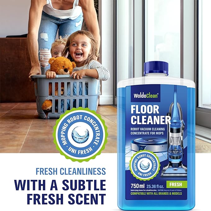 WoldoClean Floor Cleaner Solution for Robot Mops 25.36 fl.oz - Concentrate Makes 40 Gallons, compatible with Roborock, Dreame, Roomba, Tineco