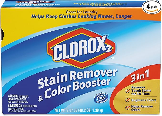 Clorox 2 03098 Stain Remover and Color Booster Powder, Original, 49.2oz Box (Case of 4)