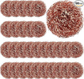 Yinkin 100 Pieces Stainless Steel Scrubber Bulk Steel Wool Scrubber Metal Sponge Wire Scouring Pad Heavy Duty Clean Dish Pot Pan and Oven for Kitchen, Bathrooms, and More (Copper)