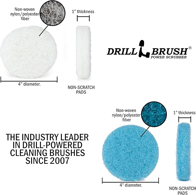 Drill Brush - Kitchen Accessories - Scrub Pads - Shower Cleaner - Bathtub - Bath Mat - Sink - Scrubber - Stove - Oven Rack - Cooktop - Frying Pan - Pots and Pans - Tile - Grout Cleaner - Flooring