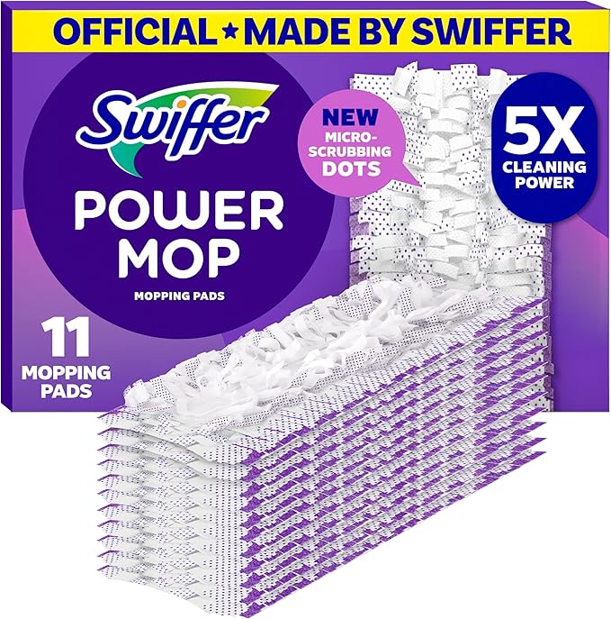 Swiffer PowerMop Multi-Surface Mopping Pad Refills for Floor Cleaning, 11 Count