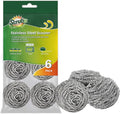 SCRUBIT 6 Pack Stainless Steel Scourers – Steel Wool Scrubber Pad Used for Dishes, Pots, Pans, and Ovens. Easy scouring for Tough Kitchen Cleaning.