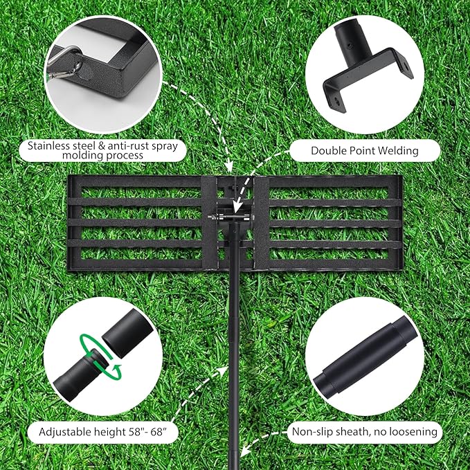 Pragmatist Lawn Leveling Rake, 34"x9.4" Leveling Rake 68" Leveler Tool Big Lawn Leveler Stainless Steel Landscaping Tool for Garden, Golf Lawn, Farm, Pasture, Yard Tool