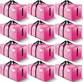 12 Pack Large Strong Moving Bags with Zippers & Carrying Handles - Water-Resistant - Heavy Duty Storage Tote for Space Saving, Fold Flat, Alternative to Moving Box (Pink)