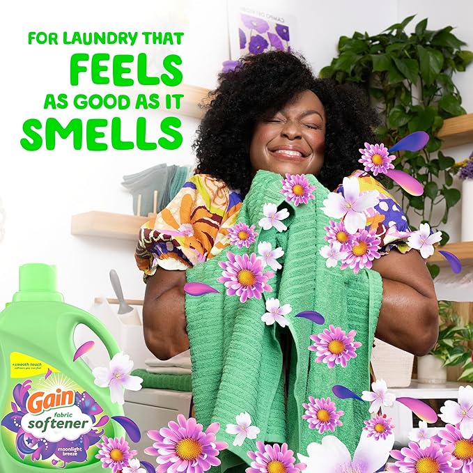 Gain Moonlight Breeze Fabric Softener, 140 FL OZ, 190 Load, Smooth Touch Laundry Conditioner Liquid