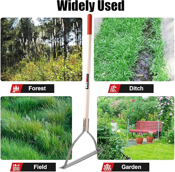 Weed Grass Cutter Manual Weed Wacker Grass Whip Double Serrated Blade Weed Cutter Tool,38 inches