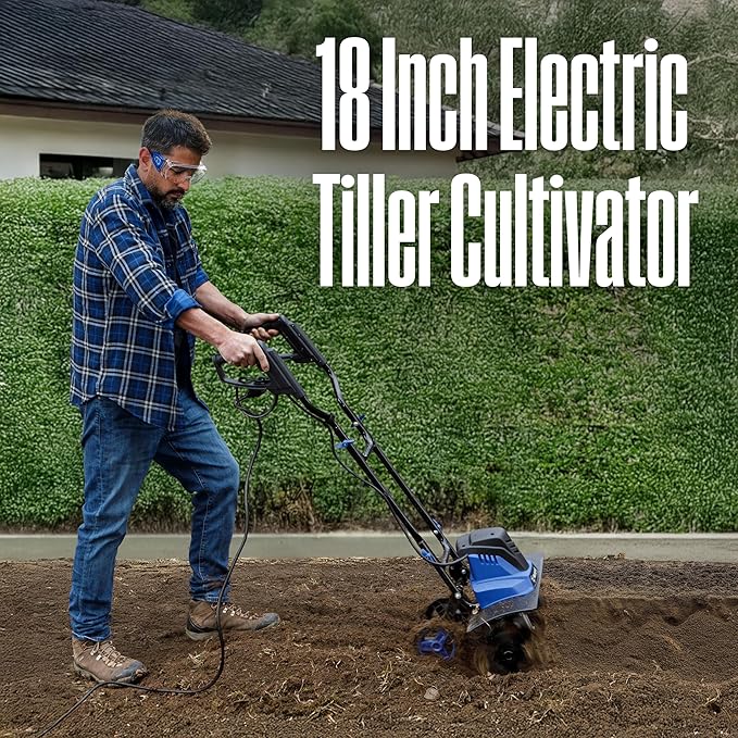 Westinghouse 18-Inch, 15 Amp Corded Electric Tiller Cultivator for Gardening with 6 Steel Blades