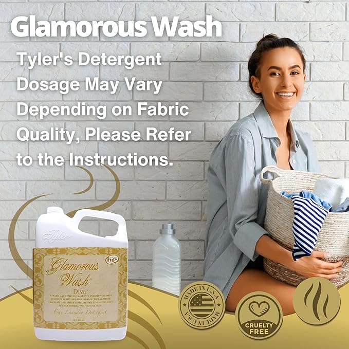 Worldwide Nutrition Bundle Compatible with Tyler Candle Company Glamorous Wash Diva Laundry Liquid Detergent - Hand and Machine Washable Diva Laundry Detergent - 3.78L (1Gallon) Detergent w/Keychain