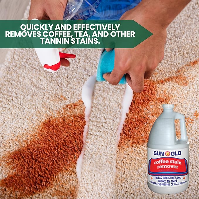 Sun-Glo Ultra-Efficient Coffee Stain Remover for Upholstery & Carpet - Experience Spotless Clean! (4x1 Gallon Case)