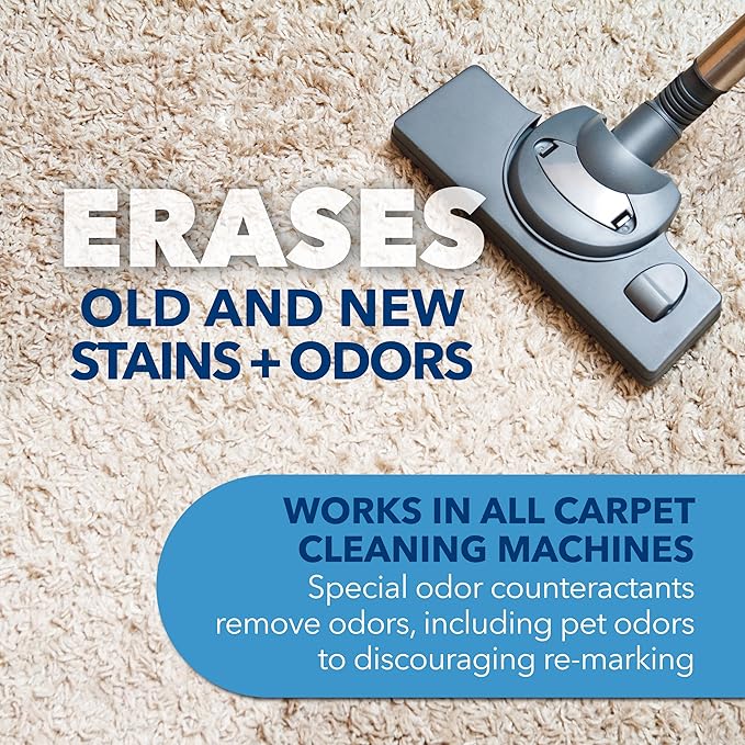 Unique Carpet Shampoo & Stain Remover, 128 oz - Pet Odor Eliminator and Bacteria and Enzyme Cleaner for Cat Urine, Dog Urine, Red Wine, Old Stains - Carpet Cleaner Spray for Machines & Manual Use