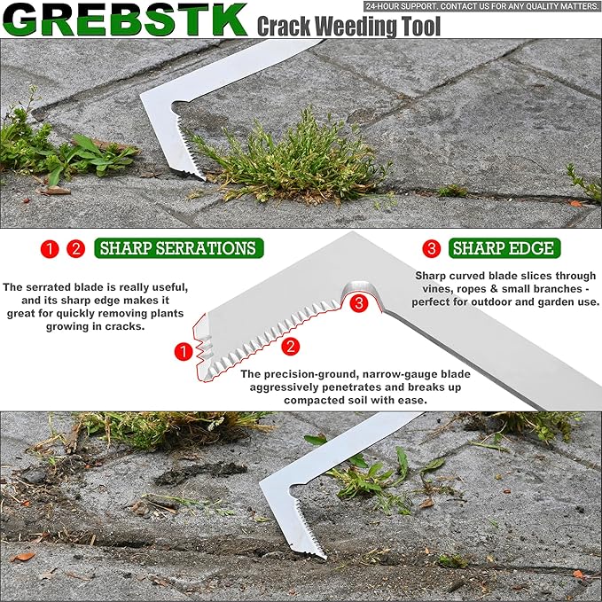 GREBSTK Crack Weeder Crevice Weeding Tool Manual Weeder Beech Handle Lawn Yard Gardening Tool