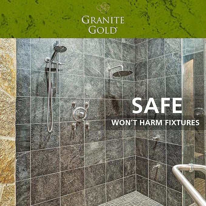Granite Gold Shower Cleaner Spray For for Quartz, Granite, Marble, Ceramic, and Other Stone Tub Surfaces, 64 Fl Oz & 24 Fl Oz