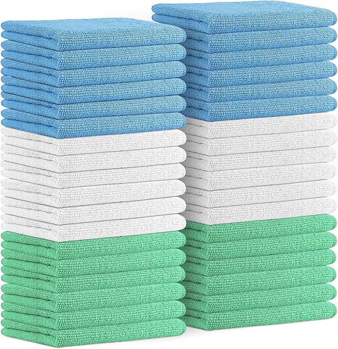Avalon Towels Microfiber Cleaning Cloths (Value Pack of 36) - Size 16 x 16 Inches, Highly Absorbent Cleaning Rags, Lint Free, Reusable and Washable, Microfiber Towels for Cars