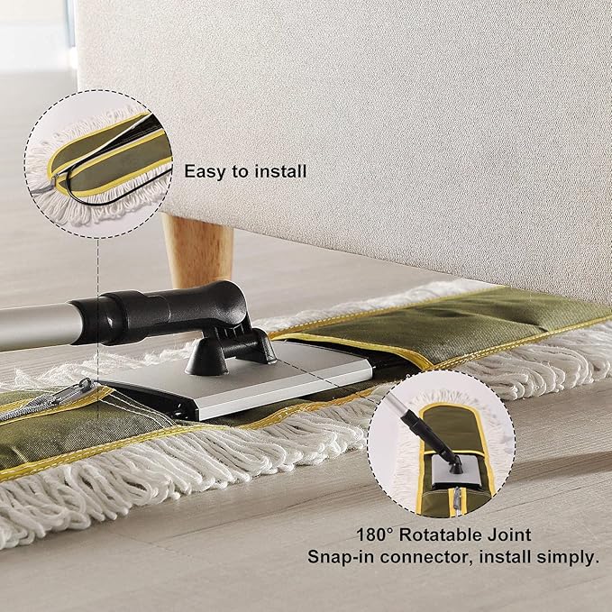 36" Commercial Dust Mops for Floor Cleaning Heavy Duty Floor Duster Mop with Long Handle Hotel Gym Household Cleaning Supplies for Hardwood, Tiles, Marble Floors (Green)