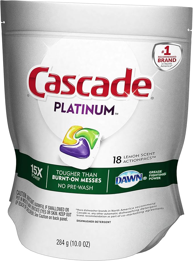 Cascade Platinum ActionPacs Dishwasher Detergent Lemon Scent, 18 ct