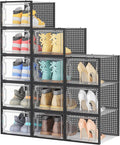 HOMIDEC Shoe Storage, 12 Pack Shoe Organizer for Closet, Shoe Boxes Clear Plastic Stackable Shoe Containers with Lids for Size 13