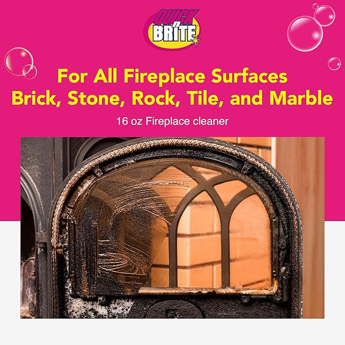 Quick 'n Brite Fireplace Gel Cleaner for Brick, Stone, Rock, Tile, and Marble, Nonabrasive Fireplace Cleaner, Made in the USA, 16 oz (Pack of 2)