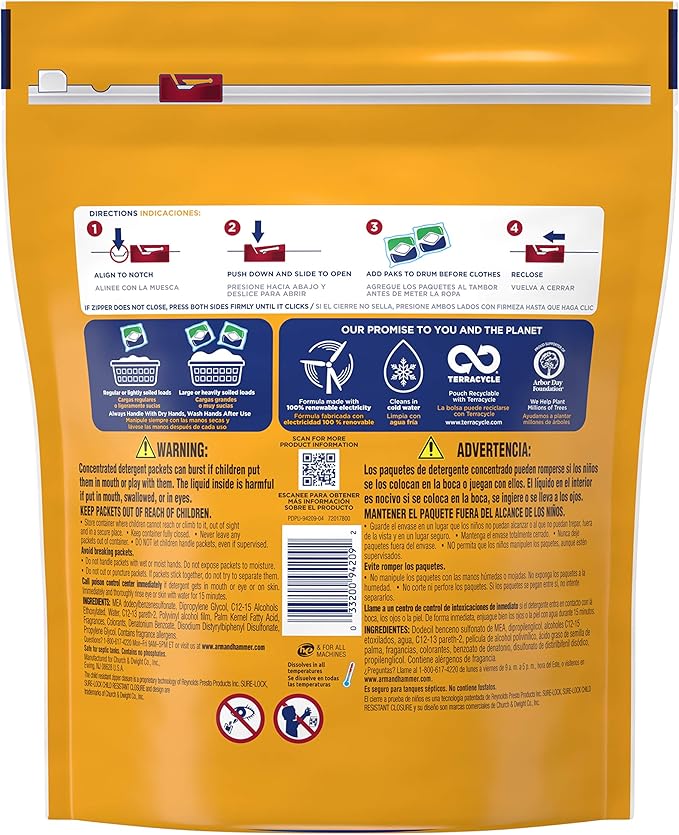 ARM & HAMMER plus OxiClean 5-in-1 Power Paks, 40 Count (Packaging may vary)