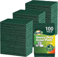 SCRUBIT Scouring Pads - Heavy Duty Scrub Pads for Cleaning Dishes - Non-Scratch - Reusable - Green (100, Green)