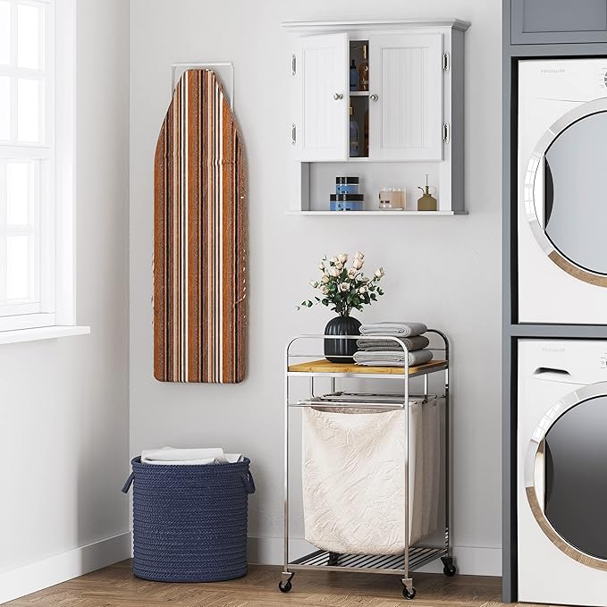 UTEX Bathroom Wall Cabinet, Bathroom Medicine Cabinet with Adjustable Shelves and Doors, Space Saving Wall Storage Cabinet, White