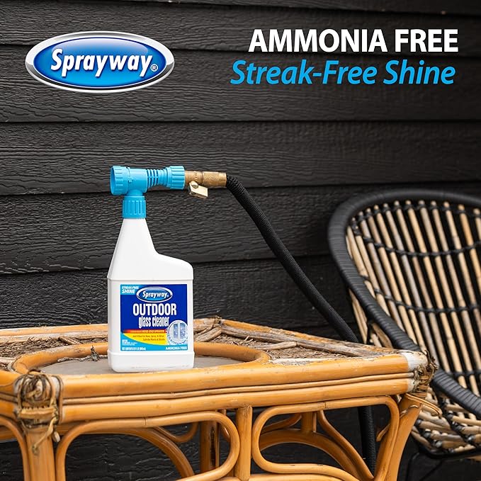 Sprayway Outdoor Glass Cleaner, 32oz, Pack of 6 | Streak-Free Shine, Foaming Action | Ideal for Windows, Patio Doors, and Outdoor Glass Surfaces