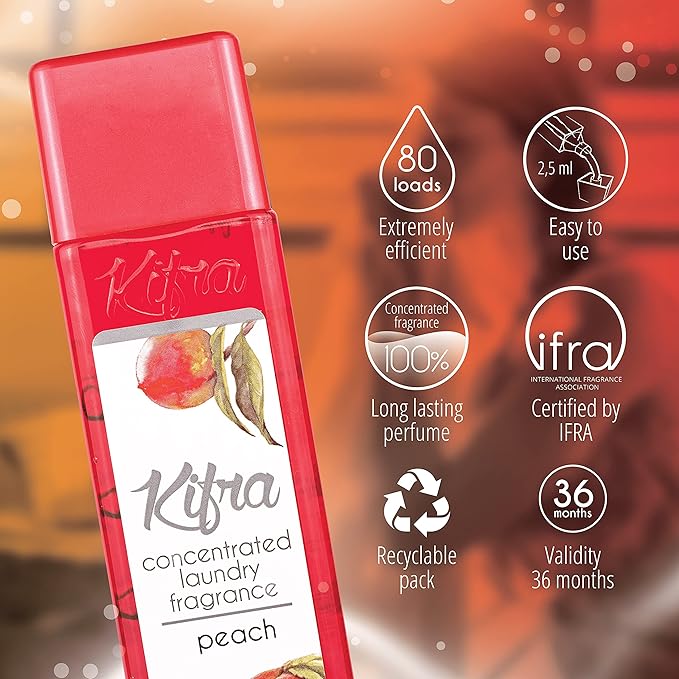 KIFRA PEACH Concentrated Laundry Fragrance 6.76 Fl Oz 200ml 80 Washing Cycles