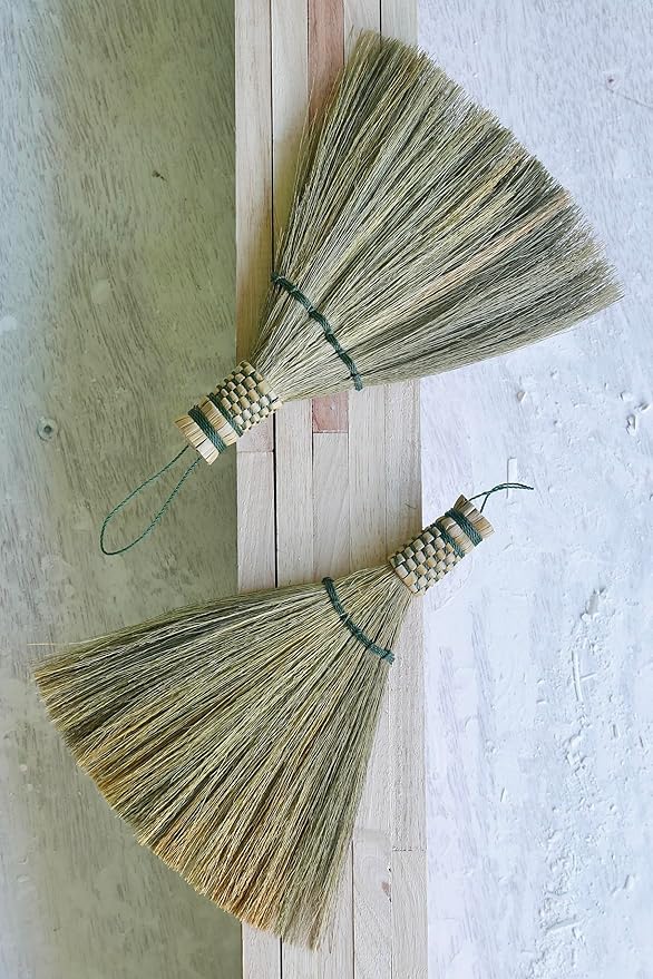 Small Whisk Broom 8" Handheld Brush Whisks Away Dust, Dirt & Debris Brush Hanger for Easy Storage Perfect for Indor Outdoor and Car - Short of Asian Whisk Broom (Style Turkey Soft Broom)