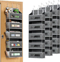 5 Tier Over The Door Organizer - Large Capacity Behind Door Hanging Shelves with 10 Mesh Pockets and Clear Windows, Closet Organizers and Storage for Bathroom, Bedroom, Nursery, 3 Pack Grey