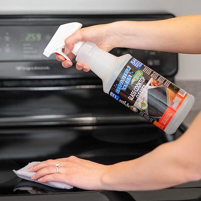 Absolutely Clean Amazing Ceramic & Glasstop oven cleaner heavy duty- Fume Free & Scratch Free - Streakfree - Powerful, Natural Enzymes - USA Made (32 oz)