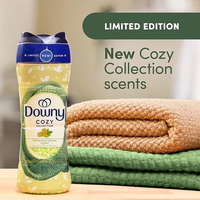 Downy Cozy Collection In-Wash Laundry Scent Booster Beads, Pistachio Cream Scent, 7.8 oz, Limited Edition Laundry Beads