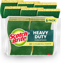 Scotch-Brite Heavy Duty Scrub Sponge, 6 Kitchen Sponges for Tough Messes - Lasts 3X Longer*, Perfect for Cast Iron Skillets & Outdoor Grills, Flexible & Durable Construction (Pack of 6)