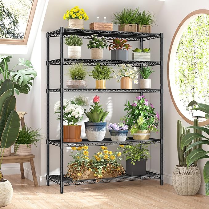 Romorgniz 5 Tier Storage Shelves 71"H Wire Shelving Adjustable Metal Shelving,1000LBS Pantry Shelves Sturdy Steel Wire Shelf for Kitchen Commercial Pantry Garage Warehouse ,71"H X35.5"W X13.8"D, Black