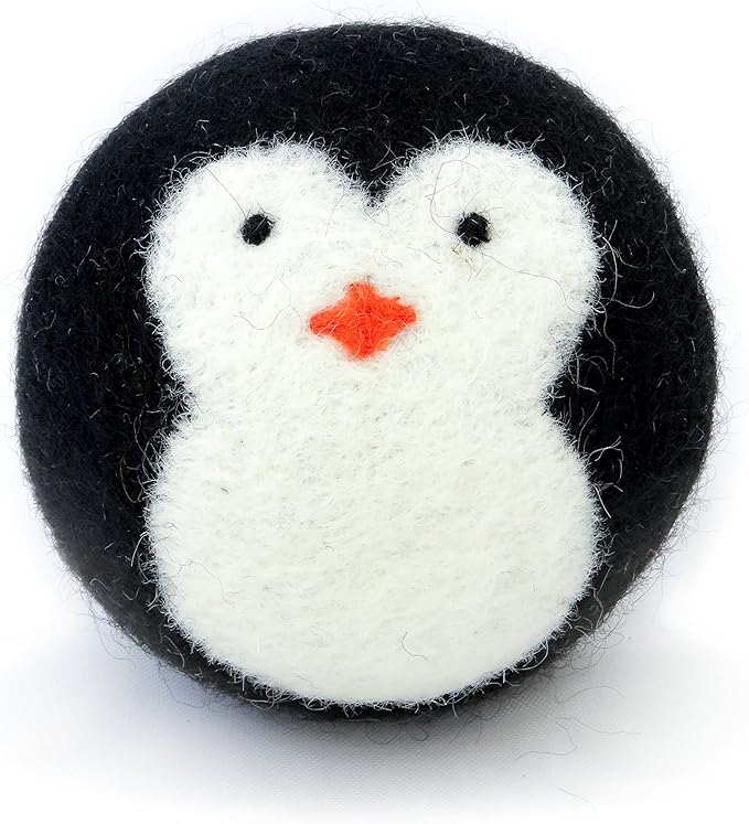 Friendsheep Wool Dryer Balls, Organic Reusable Fabric Softener Alternative for Laundry, Handmade, Fair Trade, Hypoallergenic, Eco-Friendly, Plastic-Free (6 Pack XL – Black Penguin)