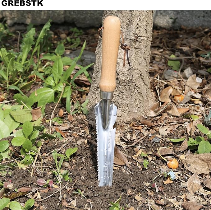 GREBSTK Garden Manual Weeding Tools Stainless Steel Beech Handle Shovel for Weeding, Cultivating, Transplanting, Digging