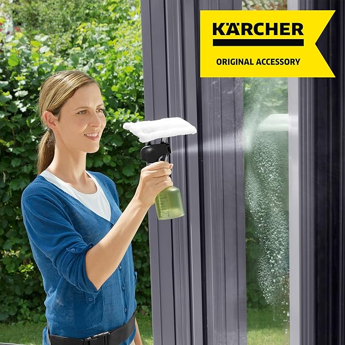 Kärcher Window Cleaner Tool, Spray Bottle, Replacement Part for Kacher Window Vacs - with Microfiber Pad (for Indoor use)