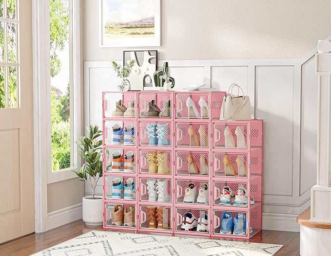 SIMPDIY Shoe Storage, 12 Pack X-Large Shoe Organizer for Closet, Shoe Boxes Clear Plastic Stackable Shoe Storage Boxes for Size 13