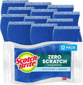 Scotch-Brite Zero Scratch Scrub Sponge, Non-Scratch Sponge, 12 Kitchen Sponges for Cleaning Around Home, Bathroom & More, Effective + Gentle Dish Scrubber, Best for Nonstick Pots and Pans